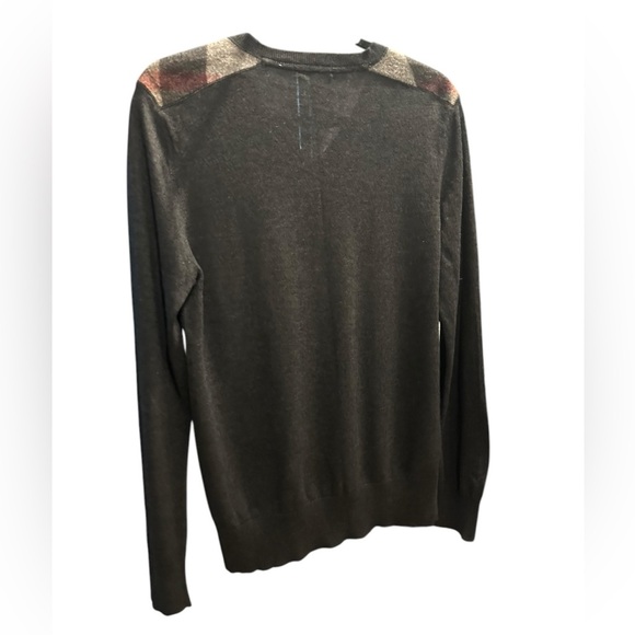 Burberry Brit Mens Cashmere blend Sweater Check Shoulder Black size M - Picture 4 of 10